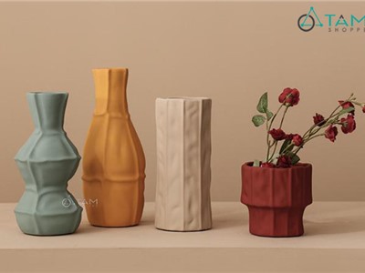 Bình hoa gốm cao cấp có vân sọc nhám nhiều kiểu CE-BG-04